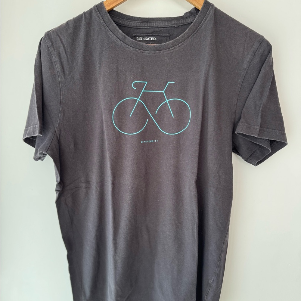 Black T-Shirt with Blue Bicycle Design